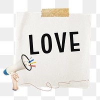 Love png reminder note collage sticker, transparent background