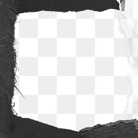 Black frame png torn paper texture, transparent background