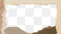 Beige frame png torn paper texture, transparent background