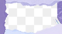 Purple frame png torn paper texture, transparent background