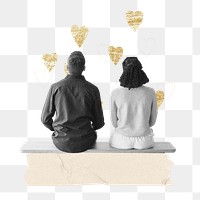 Couple aesthetic png element, collage art, transparent background