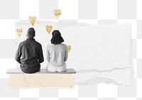 Couple aesthetic png ripped paper, collage art, transparent background