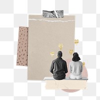 Couple aesthetic png paper, collage art, transparent background