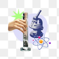 Science education hand png, creative remix, transparent background