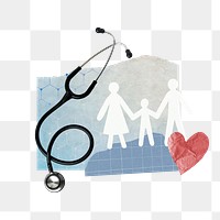 Family's health png, paper collage art, transparent background