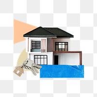 House & keys png, real estate remix, transparent background