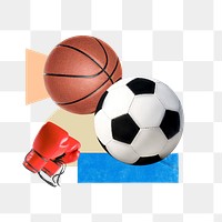 Football png, basketball, creative sport remix, transparent background