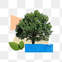 Lone tree png, creative environment collage art, transparent background