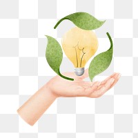 Light bulb png, green energy environment collage art, transparent background