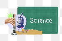 Science png word, education collage art, transparent background