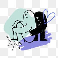 Mental health png doodle, cute illustration, transparent background