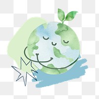 Cute green globe png, environment collage art, transparent background