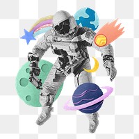 Astronaut png, space aesthetic collage art, transparent background