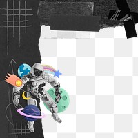Astronaut aesthetic png border, galaxy collage, transparent background