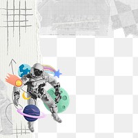 Astronaut aesthetic png border, galaxy collage, transparent background