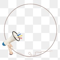 PNG round gold frame, megaphone sticker, transparent background