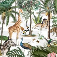 Wild animals png pattern, transparent background