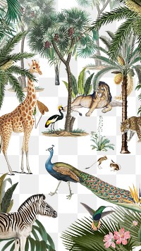 Wild animals png pattern, transparent background