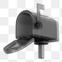 Black mailbox png 3D element, transparent background