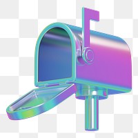 Blue metallic mailbox png 3D element, transparent background