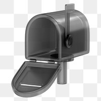 Black mailbox png 3D element, transparent background