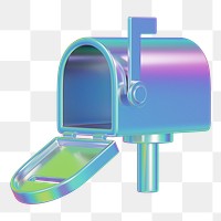 Blue metallic mailbox png 3D element, transparent background