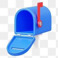 Blue mailbox png 3D element, transparent background