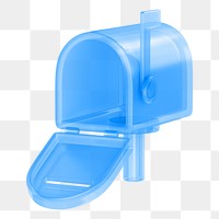 Blue mailbox png 3D element, transparent background