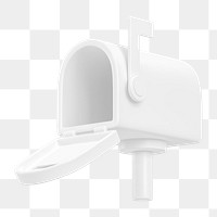 White mailbox png 3D element, transparent background