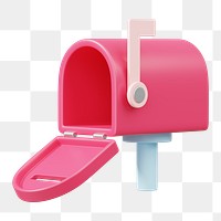 Pink mailbox png 3D element, transparent background