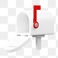 White mailbox png 3D element, transparent background