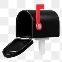 Black mailbox png 3D element, transparent background