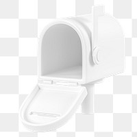 White mailbox png 3D element, transparent background