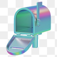 Blue metallic mailbox png 3D element, transparent background