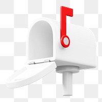 White mailbox png 3D element, transparent background