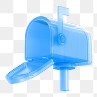 Blue mailbox png 3D element, transparent background