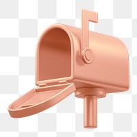 Rose gold mailbox png 3D element, transparent background