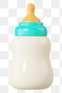 Baby milk bottle png 3D, transparent background