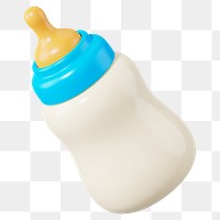 Baby milk bottle png 3D, transparent background