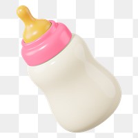 Baby milk bottle png 3D, transparent background