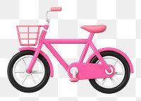 Pink bicycle png 3D element, transparent background