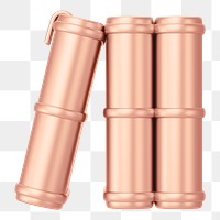 Rose gold stacked books png 3D education element, transparent background