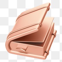 Rose gold book png 3D education element, transparent background