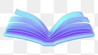 Holographic open book png 3D education element, transparent background