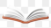 Brown open book png 3D education element, transparent background