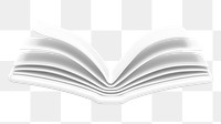 White open book png 3D education element, transparent background