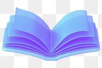 Blue open book png 3D education element, transparent background