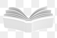 White open book png 3D education element, transparent background