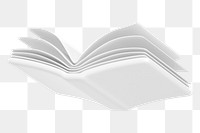 White open book png 3D education element, transparent background