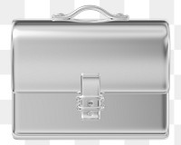 Silver business briefcase png 3D element, transparent background